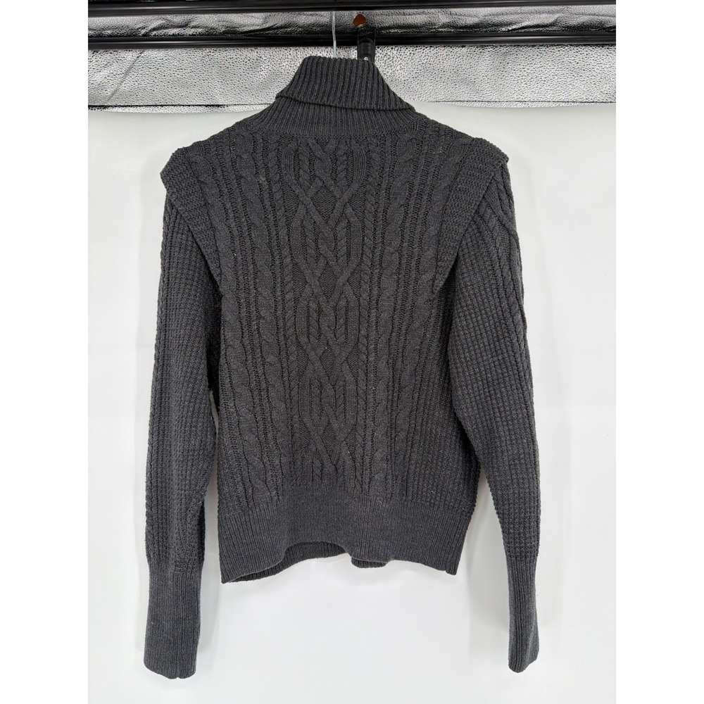 Skull Cashmere Charcoal Grey Cable Knit Turtleneck Sweater T45544 Mens S - Picture 6 of 6